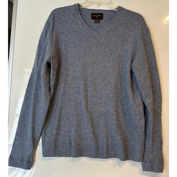 Black Brown 1826 Light Blue V-neck Sweater 100% Lambs Wool Men’s Large - Picture 6 of 7